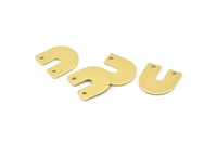 Brass U Shape Charm, 24 Raw Brass U Shaped Charms With 2 Holes, Blank (15x0.80mm) M828
