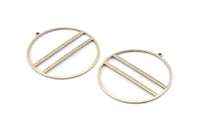 Silver Circle Charm, 4 Antique Silver Plated Brass Circle Charm Earrings With 1 Loop, Pendants, Findings (45x43x1mm) D0724 H1211
