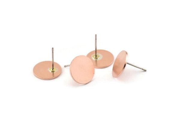 Copper Circle Earring, 8 Raw Copper Circle Stud Earrings (12x0.80mm) M314 A1646