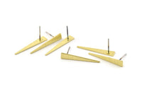 Brass Triangle Earring, 8 Textured Raw Brass Stud Earrings (26x4.5x0.80mm) M136 A1651