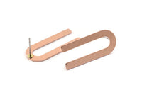 U Shape Earring, 8 Raw Copper U Shaped Stud Earrings (30x13x0.80mm) M319 A1648