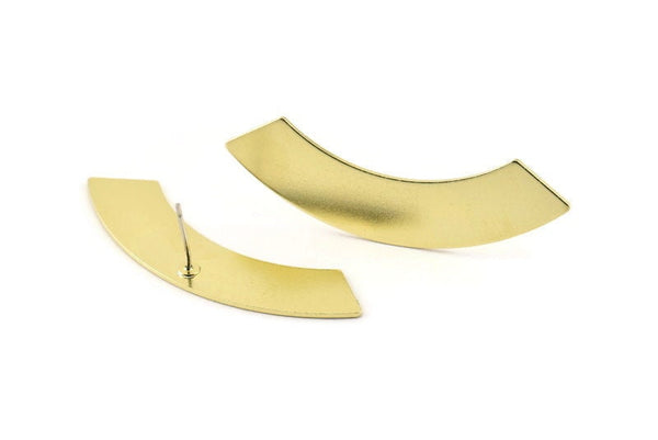 Brass Rectangle Earring, 4 Raw Brass Rectangle Stud Earrings (50x10x0.80mm) M092 A1656