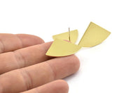 Brass Triangle Earring, 6 Raw Brass Fan Stud Earrings (30x19x0.80mm) M220 A1654
