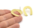 Brass U Shaped Earring, 8 Raw Brass U Shaped Stud Earrings (25x22x0.80mm) M441 A1653
