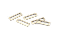 Silver Rectangle Charm, 25 Antique Silver Plated Brass Rectangle Connectors, Findings (19x6x1mm) Brs 3140 b0037