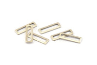 Silver Rectangle Charm, 25 Antique Silver Plated Brass Rectangle Connectors, Findings (19x6x1mm) Brs 3140 b0037