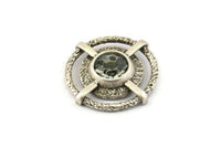 Silver Charm, 2 Antique Silver Plated Brass, Silver Pendants, Charm Pendants - Pad Size 10mm (26x6x2mm) U106 H0383