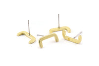 Earring Studs, 8 Raw Brass -  Irregular Stud Earrings - Brass Earrings - Earrings (14.5x6.5x1.5mm) N1417