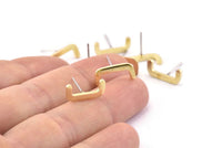 Earring Studs, 8 Raw Brass -  Irregular Stud Earrings - Brass Earrings - Earrings (14.5x6.5x1.5mm) N1417