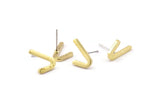 Earring Studs, 10 Raw Brass -  Irregular Stud Earrings - Brass Earrings - Earrings (14x8.5x1.5mm) N1411