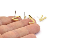 Earring Studs, 10 Raw Brass -  Irregular Stud Earrings - Brass Earrings - Earrings (14x8.5x1.5mm) N1411