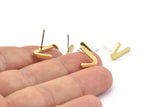 Earring Studs, 10 Raw Brass -  Irregular Stud Earrings - Brass Earrings - Earrings (14x8.5x1.5mm) N1411