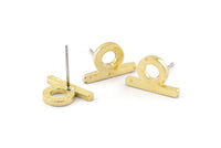 Earring Studs, 8 Raw Brass -  Irregular Stud Earrings - Brass Earrings - Earrings (14x9x1.5mm) N1420
