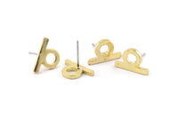Earring Studs, 8 Raw Brass -  Irregular Stud Earrings - Brass Earrings - Earrings (14x9x1.5mm) N1420