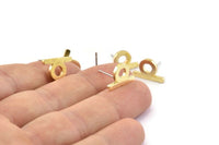 Earring Studs, 8 Raw Brass -  Irregular Stud Earrings - Brass Earrings - Earrings (14x9x1.5mm) N1420
