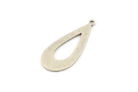 Silver Drop Charm, 6 Antique Silver Plated Brass Drop Charms With 1 Loop, Earrings, Findings (35x15x0.80mm) D1128
