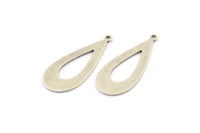 Silver Drop Charm, 6 Antique Silver Plated Brass Drop Charms With 1 Loop, Earrings, Findings (35x15x0.80mm) D1128