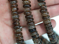 Brown Cracked Agate 8x4.5 mm Rondelle Germstone Beads 15.5 inches Full Strand G92 T022