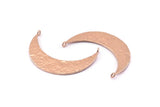 Hammered Crescent Pendant, Rose Gold Plated Brass Crescent Moon Charms With 2 Loops (43x11x1mm) U147