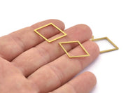 Brass Diamond Charm, 50 Raw Brass Diamond Ring Charms (24x17x1mm) A1663