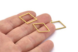 Brass Diamond Charm, 50 Raw Brass Diamond Ring Charms (24x17x1mm) A1663