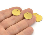 Brass Round Charm, 50 Raw Brass Round Charms With 1 Hole (15x0.40mm) C067