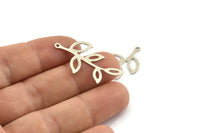 Silver Leaf Charm, 12 Antique Silver Plated Brass Leaf Charms With 1 Loop, Findings (35x19x0.50mm) A1386 Q0704