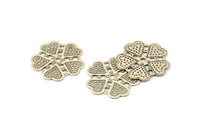 Silver Flower Charm, 12 Antique Silver Plated Brass Flower Charms, Pendants (21mm) Brs 555 A0277