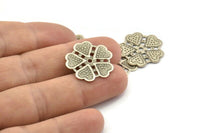Silver Flower Charm, 12 Antique Silver Plated Brass Flower Charms, Pendants (21mm) Brs 555 A0277