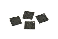 Black Square Charm, 20 Textured Oxidized Black Brass Square Charms With 1 Hole (13x13mm) Brs 433 A0100