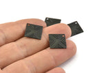 Black Square Charm, 20 Textured Oxidized Black Brass Square Charms With 1 Hole (13x13mm) Brs 433 A0100