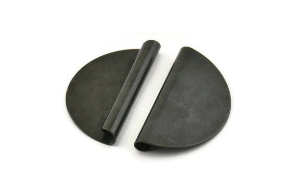 Black Pendant, 6 Oxidized Black Brass Semi Circle Blanks (32x17mm) B0293 S1174