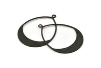 Black Drop Charm, 4 Textured Oxidized Black Brass Drop Charms With 1 Loop, Pendants (49x36x0.8mm) D0607 H1212