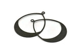 Black Drop Charm, 4 Textured Oxidized Black Brass Drop Charms With 1 Loop, Pendants (49x36x0.8mm) D0607 H1212