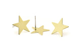 Brass Star Earring, 10 Raw Brass Star Stud Earrings (15mm) B0196 A1678
