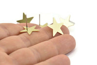 Brass Star Earring, 10 Raw Brass Star Stud Earrings (15mm) B0196 A1678