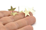Brass Star Earring, 10 Raw Brass Star Stud Earrings (15mm) B0196 A1678