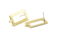 Brass Rectangle Earring, 8 Raw Brass Rectangle Stud Earrings With 1 Loop (28x14x0.80mm) B0325 A1675