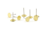 Brass Flower Earring, 12 Raw Brass Flower Stud Earrings (7mm) B0199 A1681