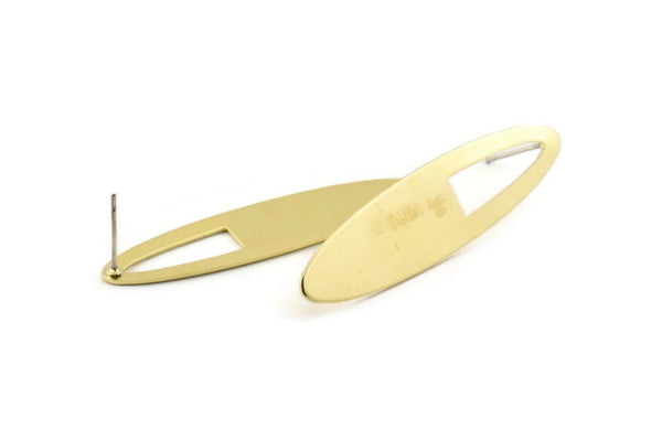 Brass Marquise Charm, 6 Raw Brass Marquise Stud Earrings (47x12x0.70mm) B0266 A1680