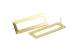 Brass Rectangle Earring, 6 Raw Brass Rectangle Stud Earrings (50x17x0.70mm) C007 A1685