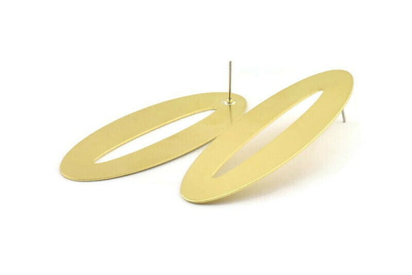 Brass Marquise Earring, 2 Raw Brass Marquise Stud Earrings (59x24x0.70mm) B0251 A1692