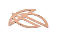 Semi Circle Blank, 6 Raw Copper Half Moon Charms With 2 Holes, Stamping Blanks (51x15x0.70mm) M896