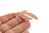 Semi Circle Blank, 6 Raw Copper Half Moon Charms With 6 Holes, Stamping Blanks (37x8x0.70mm) M916
