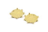 Brass Round Charm, 2 Textured Raw Brass Round Charms With 1 Hole, Blanks (19x1.2mm) N1423