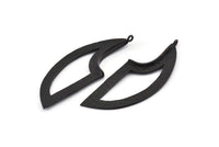 Black Charm, 2 Hammered Oxidized Black Brass, Oxidized Charms, Oxidized Pendants With 1 Loop, Findings (54x20x4x1mm) U069
