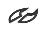 Black Charm, 2 Hammered Oxidized Black Brass, Oxidized Charms, Oxidized Pendants With 1 Loop, Findings (54x20x4x1mm) U069