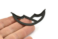 Black Charm, 2 Hammered Oxidized Black Brass, Oxidized Charms, Oxidized Pendants With 1 Loop, Findings (54x20x4x1mm) U069