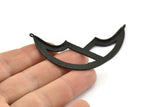 Black Charm, 2 Hammered Oxidized Black Brass, Oxidized Charms, Oxidized Pendants With 1 Loop, Findings (54x20x4x1mm) U069