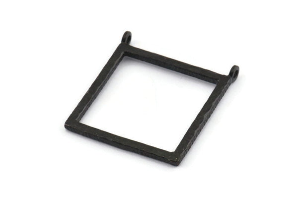 Black Square Pendant, 2 Oxidized Black Brass Square Charms With 2 Loops (32x2.5x2.5mm) U040 H0304